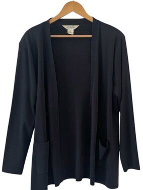 Misook Black Open-Front Lightweight Women's Cardigan
